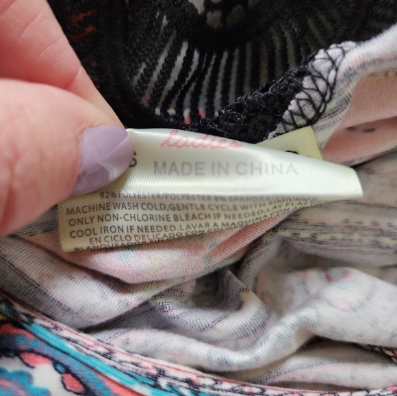 Bobbie Brooks summer dress with crochet back, Small, pink, teal, black - Picture 6 of 7